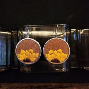 Sunflower Embroidered Earrings